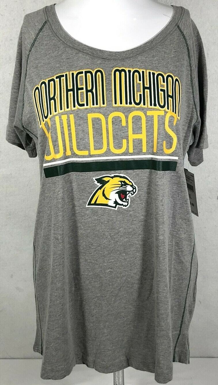 Northern Michigan Wildcats T-Shirt Women's Medium Gray Short Sleeve New